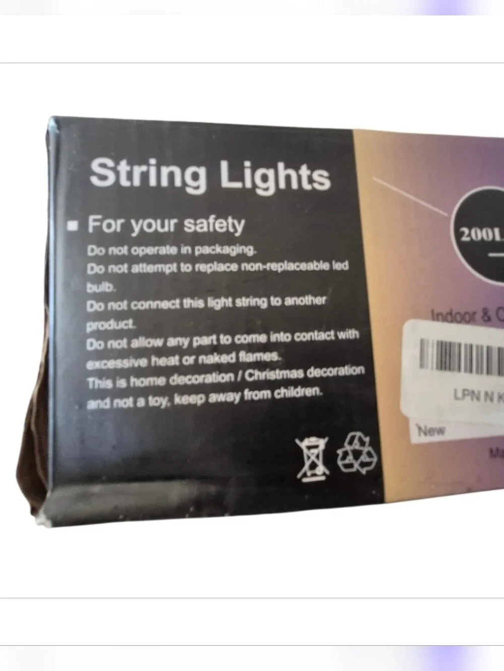 Twinkle Star 200 LED String Lights - Black Wire with White Remote